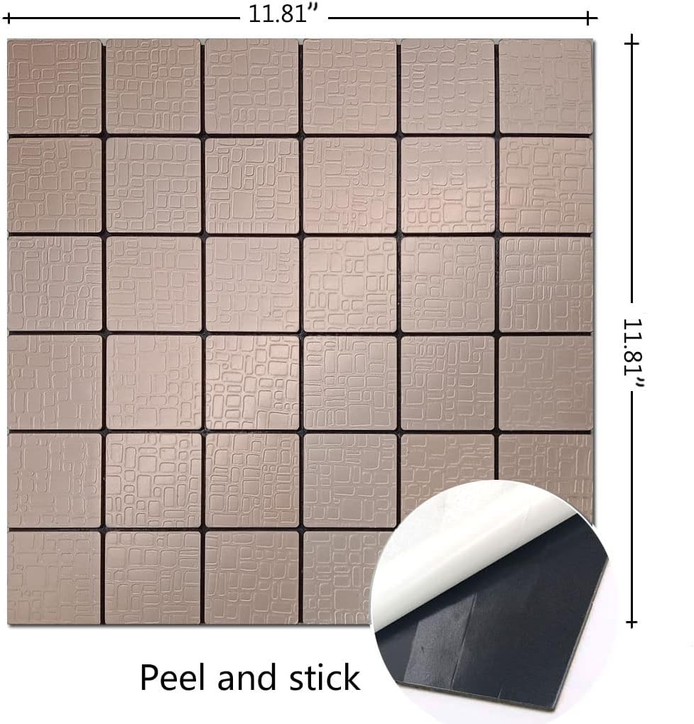 WEIMEI – Azulejo de pared de metal para salpicaduras de 12 hojas, calcomanías de pared 3D adecuadas para cocina, pared y baño (rosa 2)