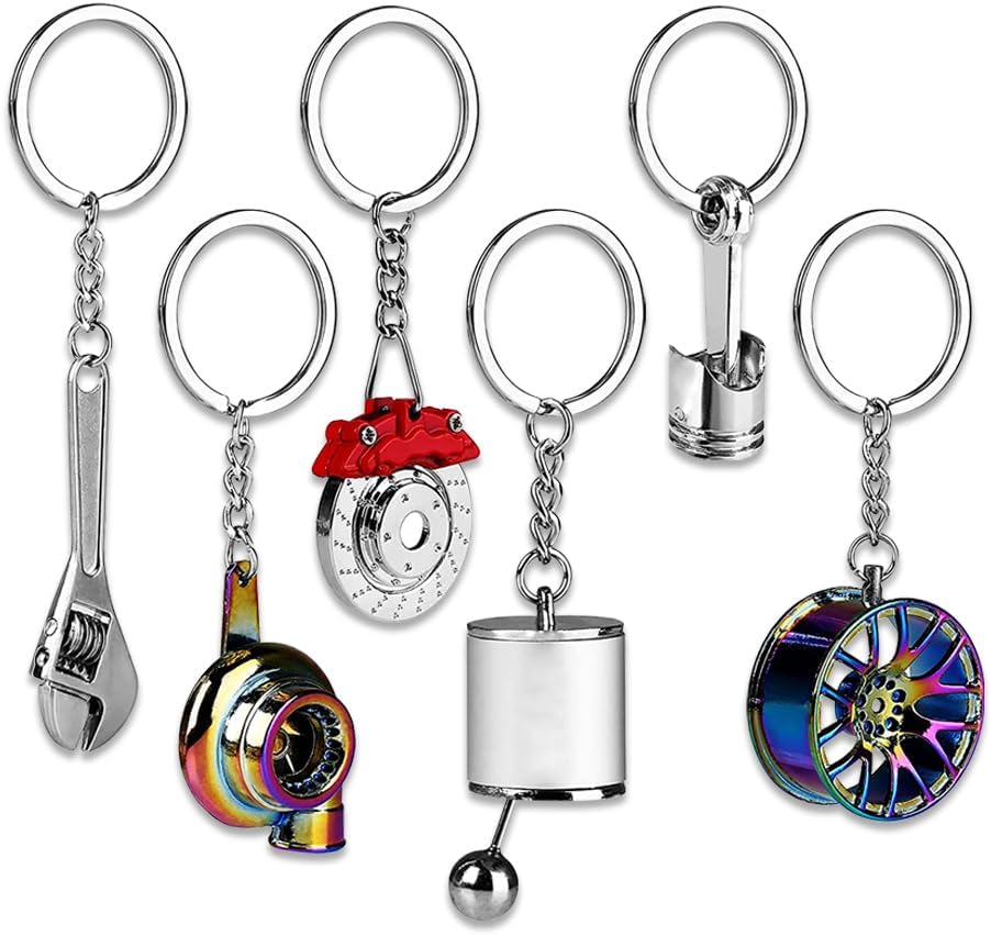 ZORZA 6 piezas de automóvil Cool Llaveros de metal Llavero de coche Mini Llavero de hombre Turbo Llavero 6 Estilos Auto Part Modelo Metal Llavero
