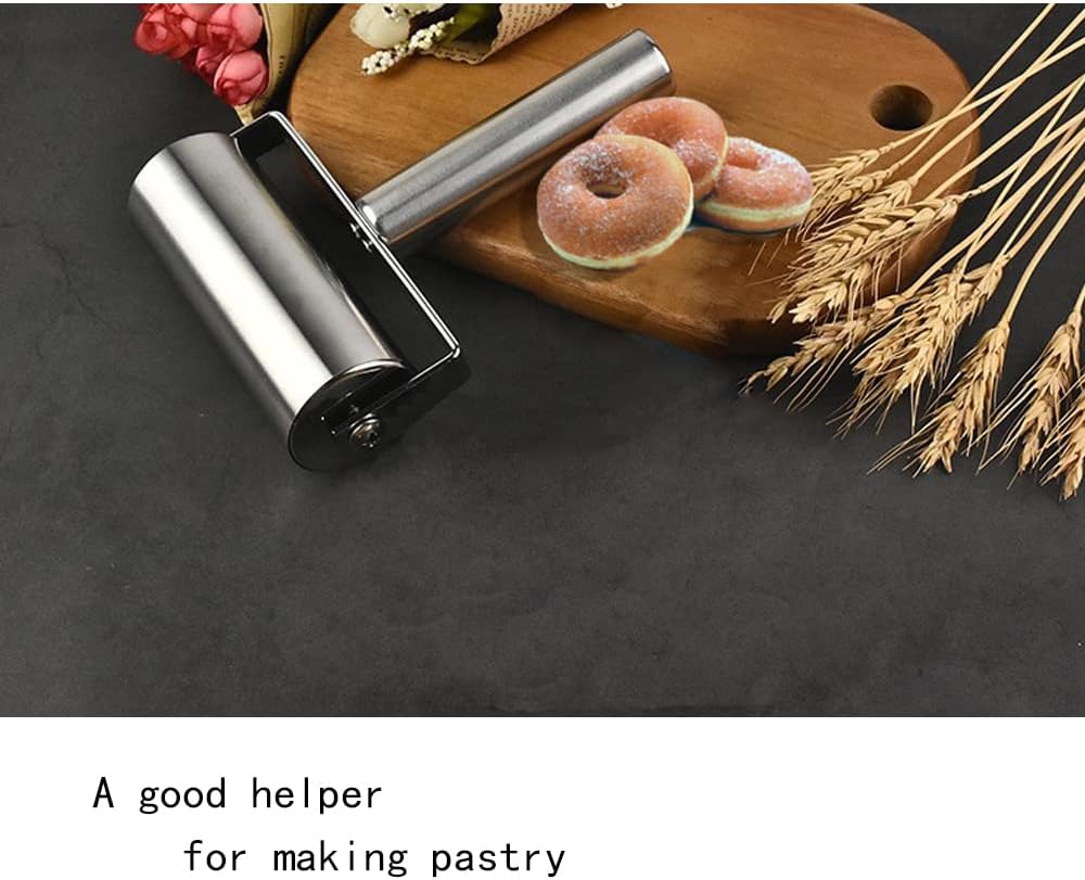 Rodillo pequeño, rodillo de masa de acero inoxidable, rodillo de hornear de cocina doméstica, adecuado para hacer pasteles, galletas, pizza y otras