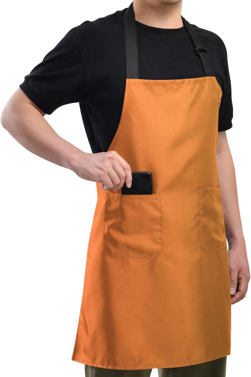 Delantal de chef naranja degradado para hombre, delantal de chef impermeable, delantal de zapatero de dos bolsillos, delantales para estilista