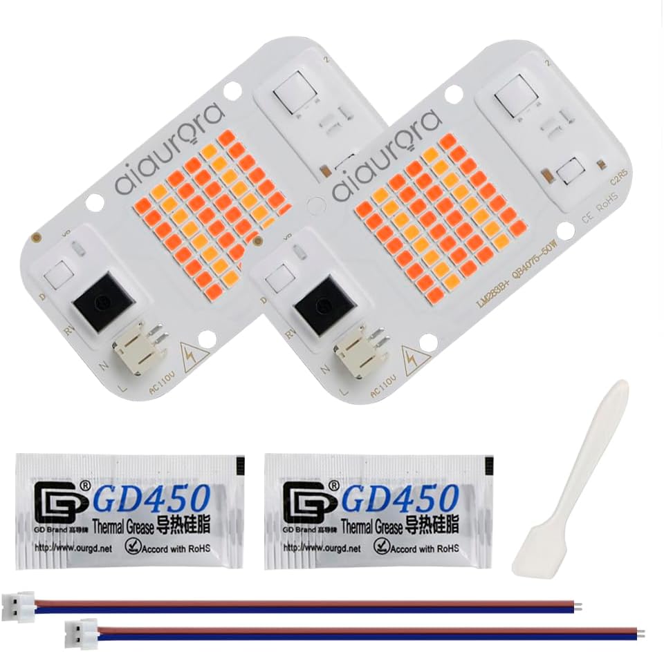 2 paquetes de chips LED AC110V 50W CA con Bridgelux y LM283B+ diodo COB 3500K 6000K Panel LED de espectro completo para lámpara de cultivo de flores