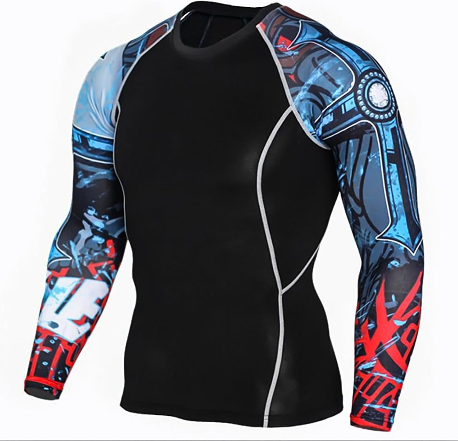 Camiseta de manga larga con protección UPF 50+, ajuste de rendimiento, de compresión, para hombre, camiseta de entrenamiento para natación
