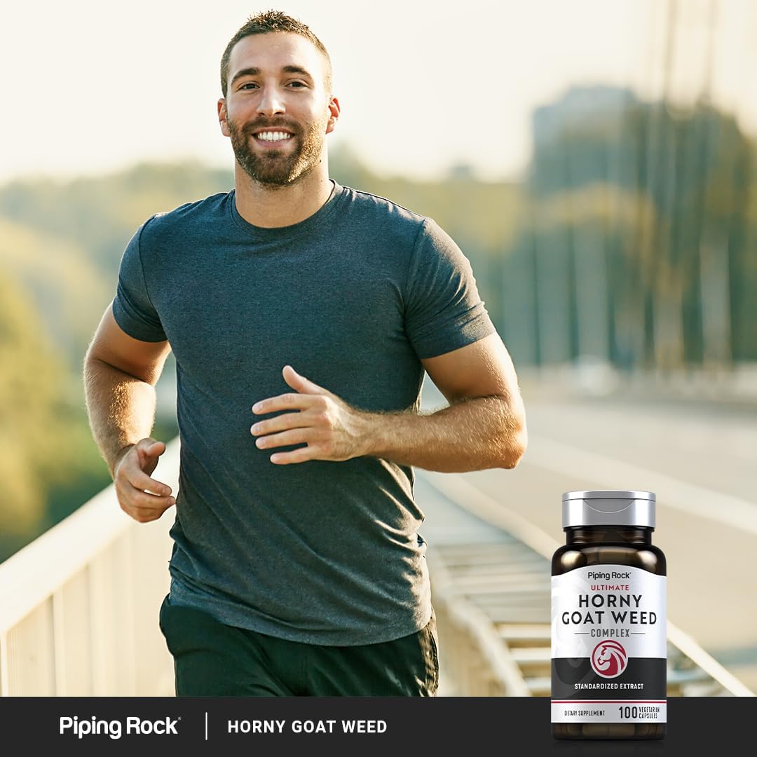 Piping Rock Horny Goat Weed Complex  100 cápsulas  Suplemento de extracto definitivo para hombres  Vegetariano, sin OMG, sin gluten