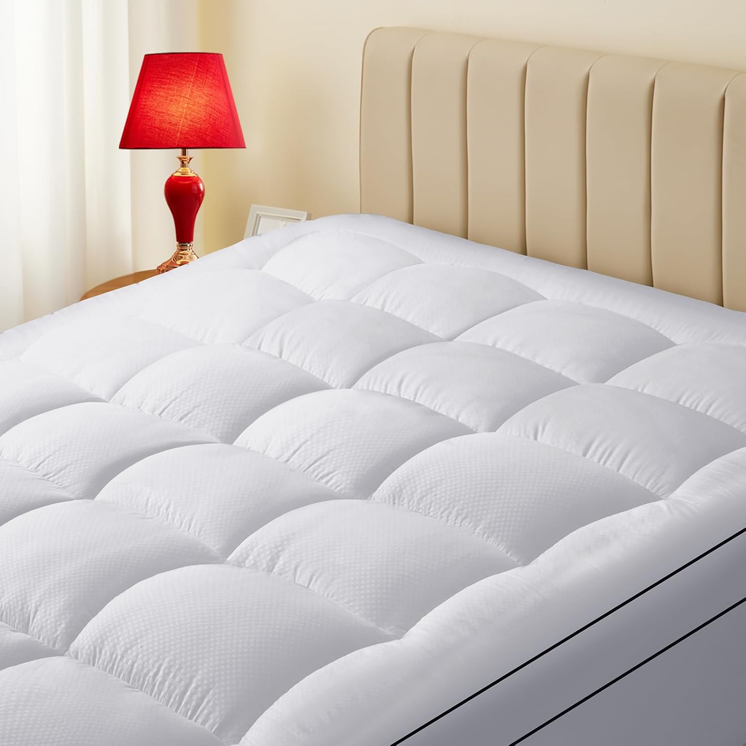CozyLux Cubrecolchón tamaño matrimonial, 900GSM, extra grueso, para aliviar el dolor de espalda, funda de colchón de felpa con relleno alternativo