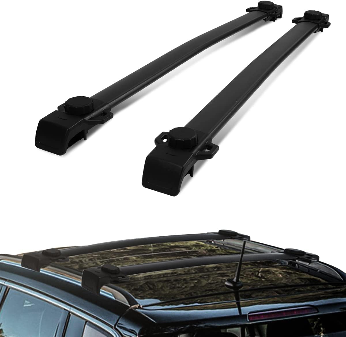 DNA MOTORING PT-ZTL-8082 – Par de barras transversales de aluminio para techo de automóvil, compatibles con Jeep Patriot 07-17, color negro