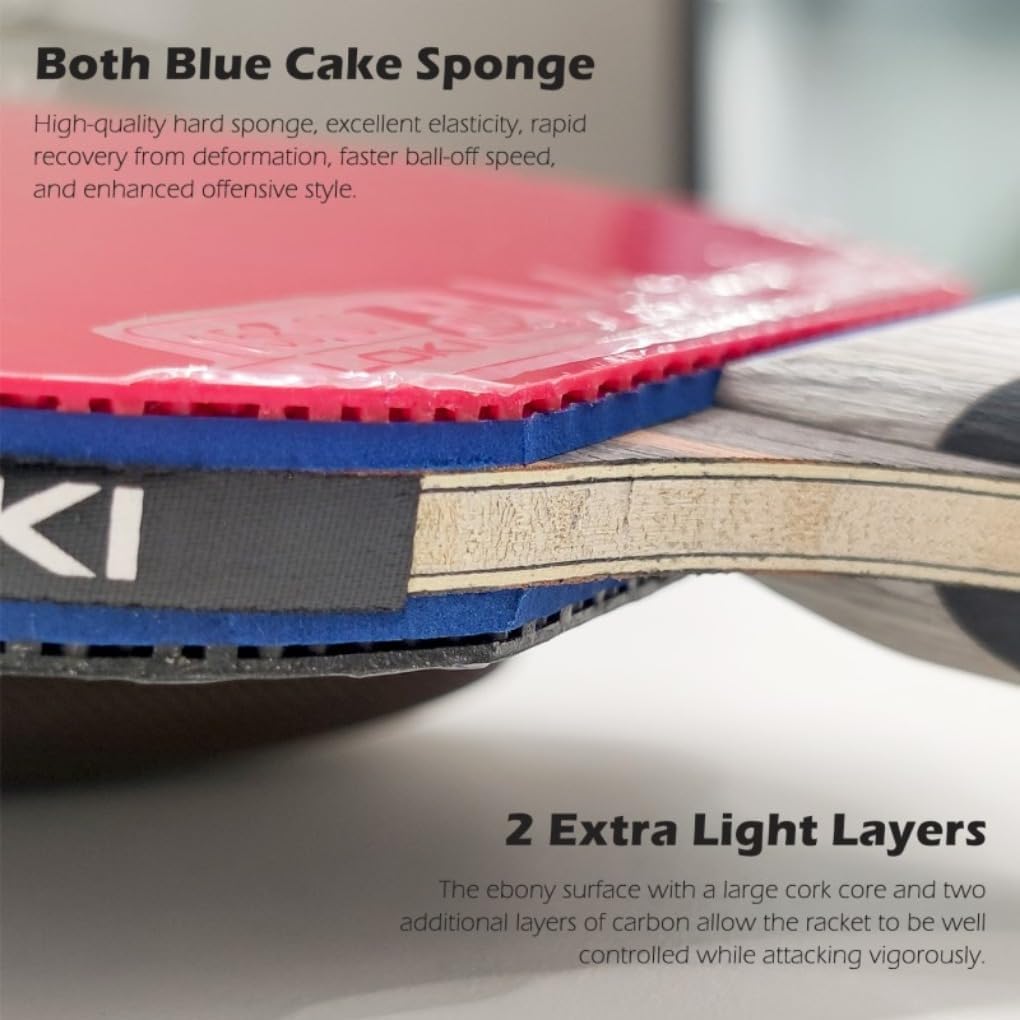 Loki – Raqueta de tenis de mesa de 7 estrellas profesional, ofensiva, goma adhesiva aprobada por la ITTF, 5 madera + 2 cuchillas de carbono