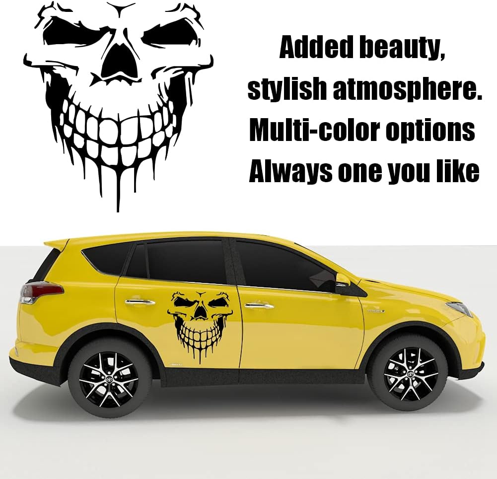 JSCARLIFE Calcomanías de calavera para automóvil, prácticas calcomanías para capó de automóvil, calcomanías gráficas de vinilo autoadhesivas para