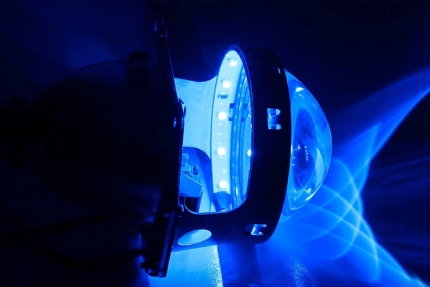 iJDMTOY 15-SMD kit de anillo de luces ledes halógenas de alta potencia, ojo de demonio, para faros o lentes de proyección de 2.5″ 2.8″ 3.0″, Azul