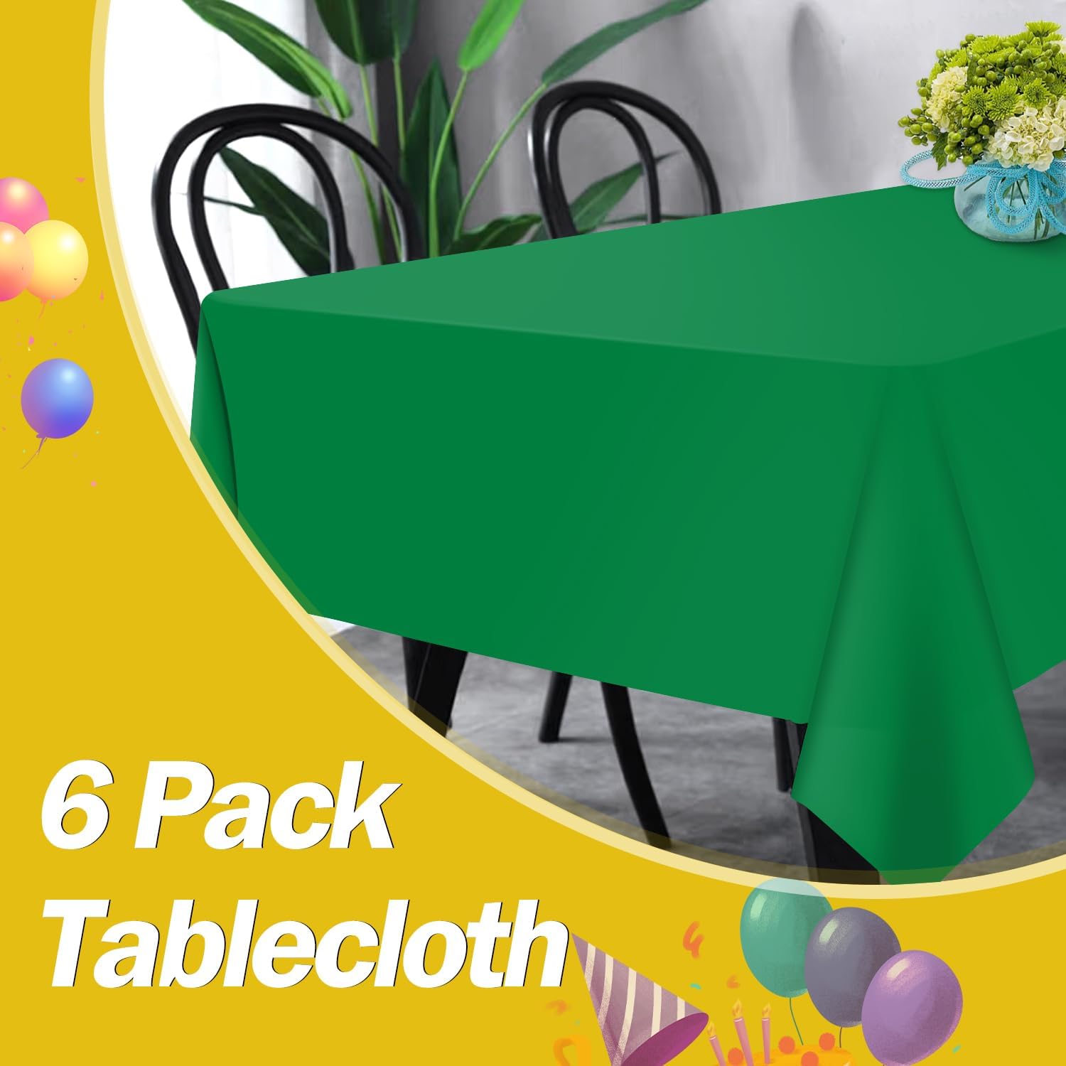Paquete de 6 manteles de plástico desechables rectangulares de 54 x 108 pulgadas, manteles de plástico para fiestas