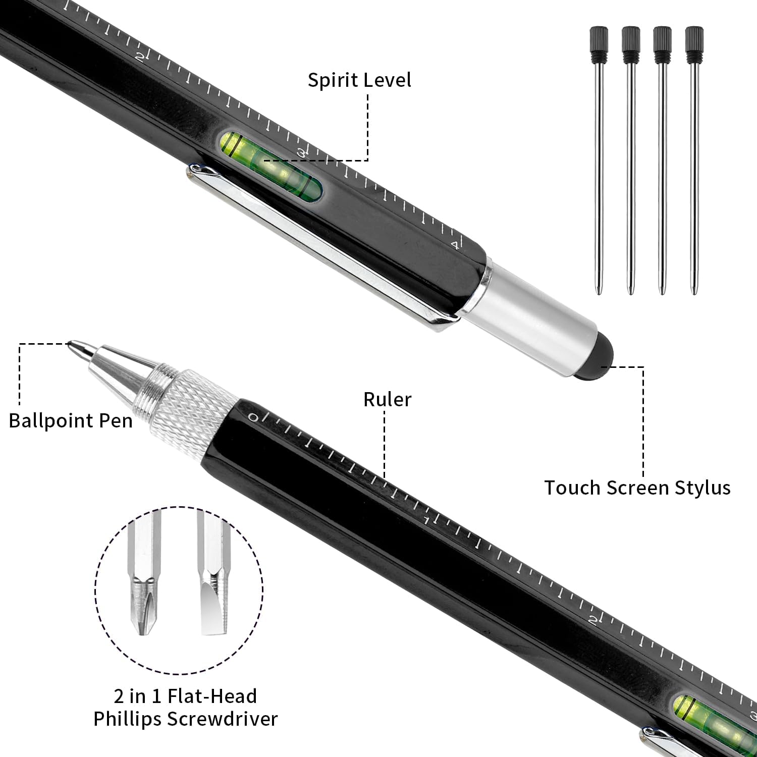 Regalos para hombres, juego de bolígrafos multiherramienta 6 en 1, bolígrafo de herramientas tecnológicas multiherramienta, bolígrafo de