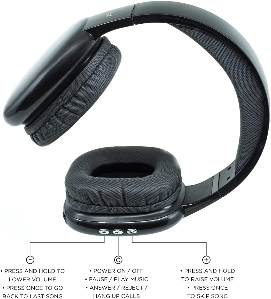 iJoy – Auriculares ultra inalámbricos con micrófono, auriculares Bluetooth inalámbricos recargables sobre la oreja con 10 horas de reproducción,