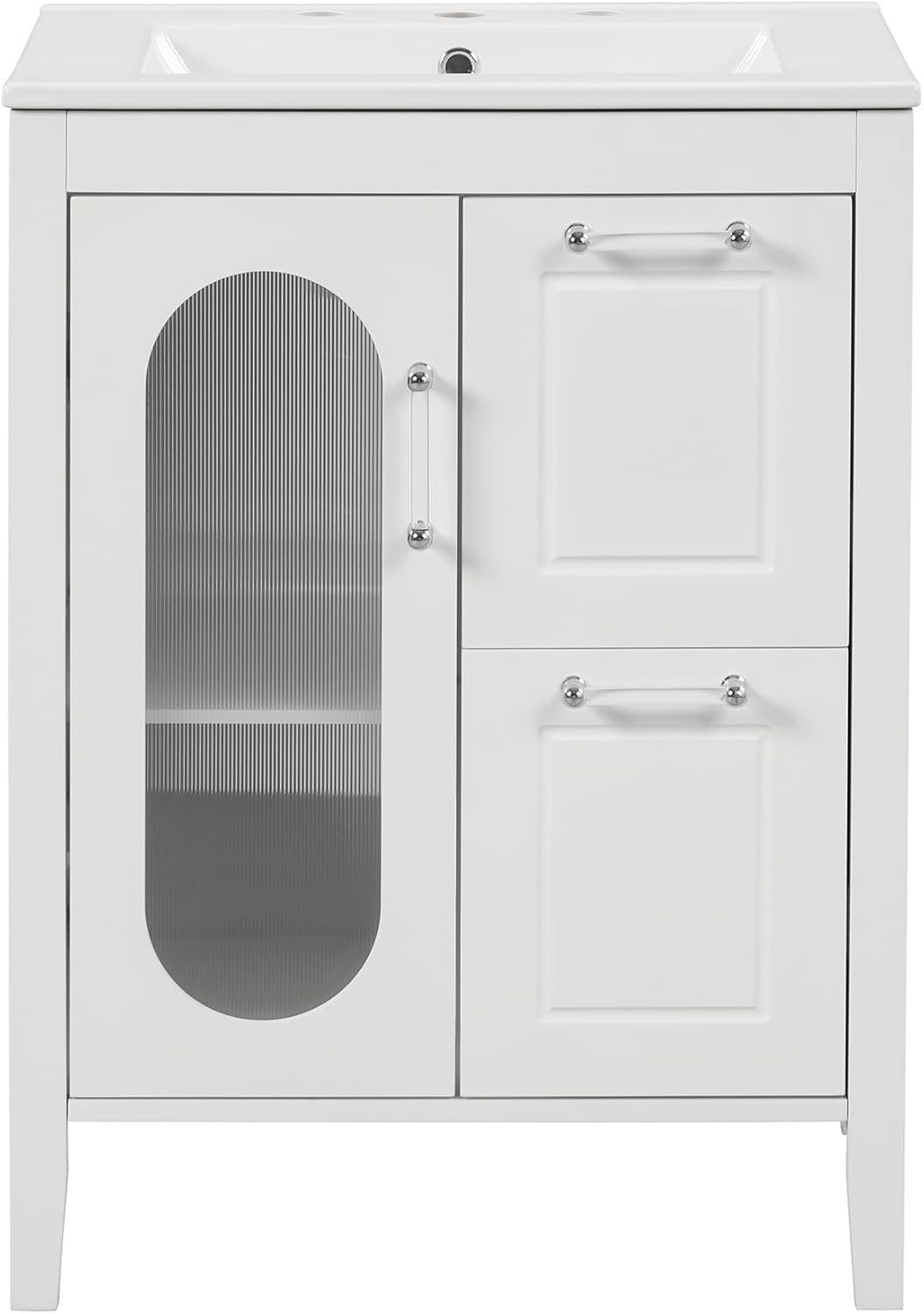LUMISOL Mueble de baño de 24 pulgadas con fregadero, armario de almacenamiento de baño con 2 cajones y puerta de cierre suave, tocador de baño