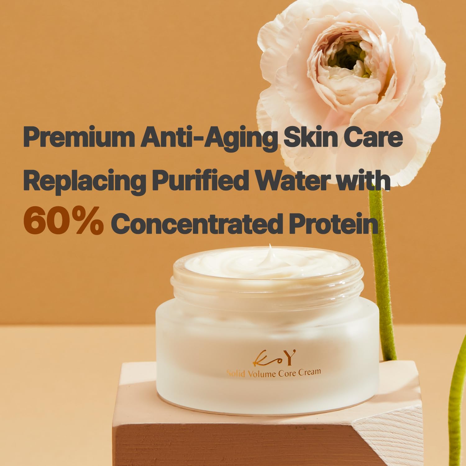 KOY Crema de núcleo de volumen sólido, hidratante facial de colágeno para hidratación profunda y densidad de la piel con complejo Skin Defender –