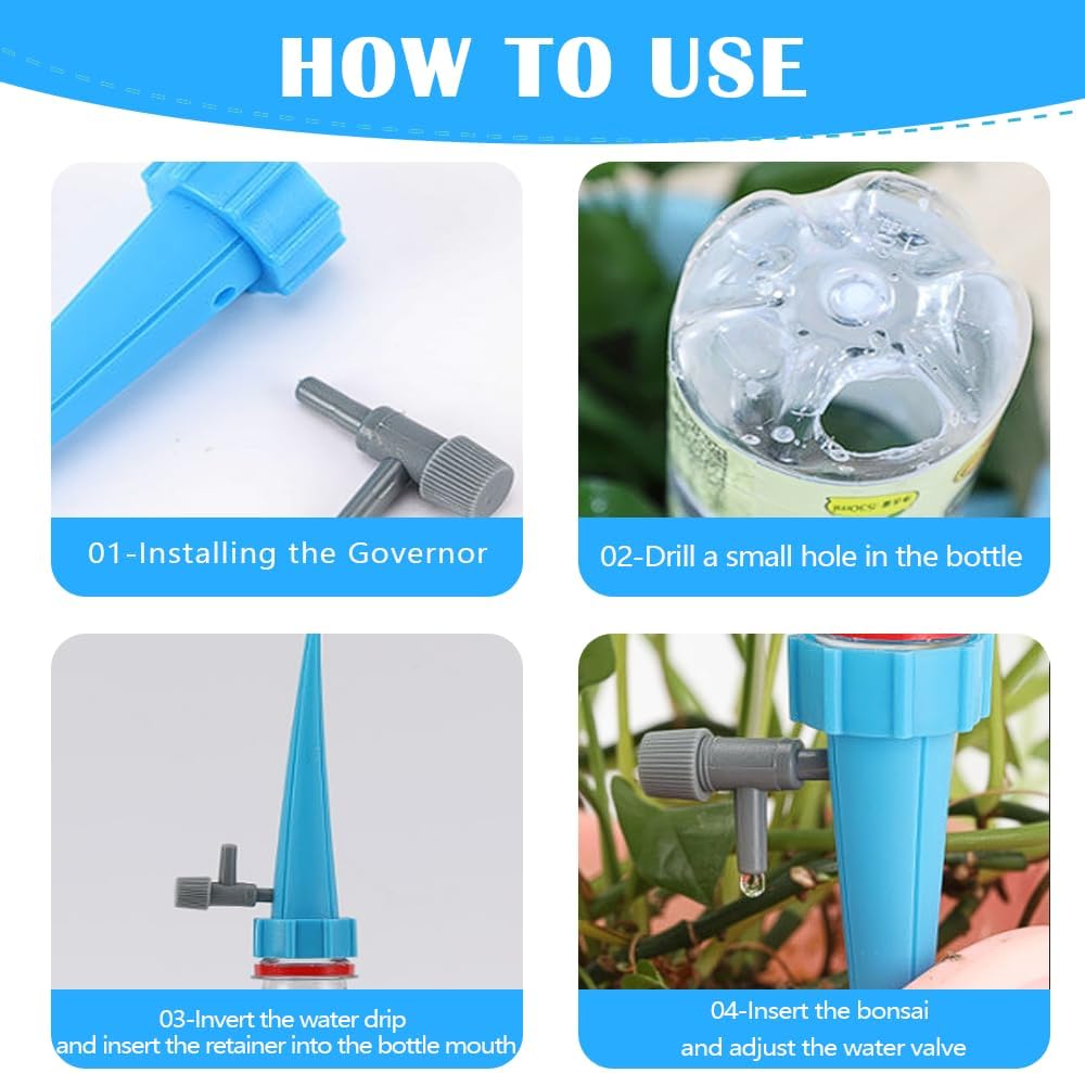 Dispositivos de riego de plantas, inserto de maceta de riego automático con diseño de interruptor de válvula de control ajustable, 10 unidades
