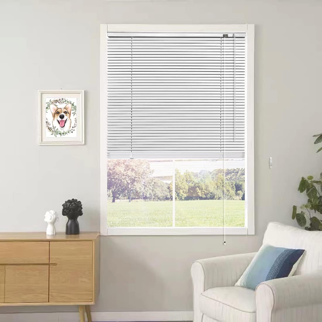 YIIBAII Mini persianas para ventanas de 31 pulgadas de ancho x 64 pulgadas de alto, persianas venecianas horizontales de aluminio de 1 pulgada con