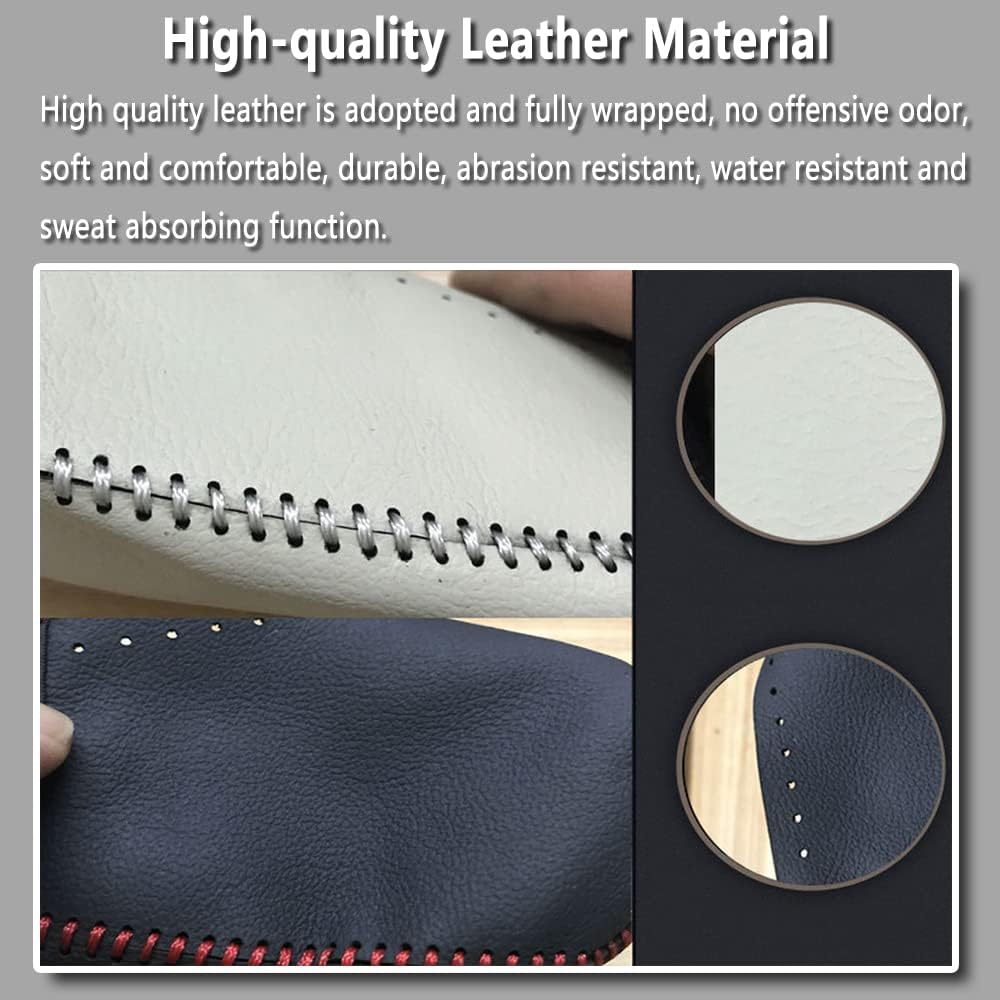 CEBAT Cubierta de la perilla de la palanca de cambios de transmisión automática, funda de cuero para Nissan Rogue 2014-2016 (puntadas beige)