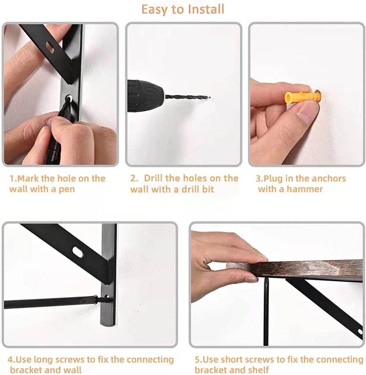 Soportes de estante de 10 pulgadas, paquete de 2 soportes en L resistentes para estantes, soportes de metal triángulo de 90 grados para estante