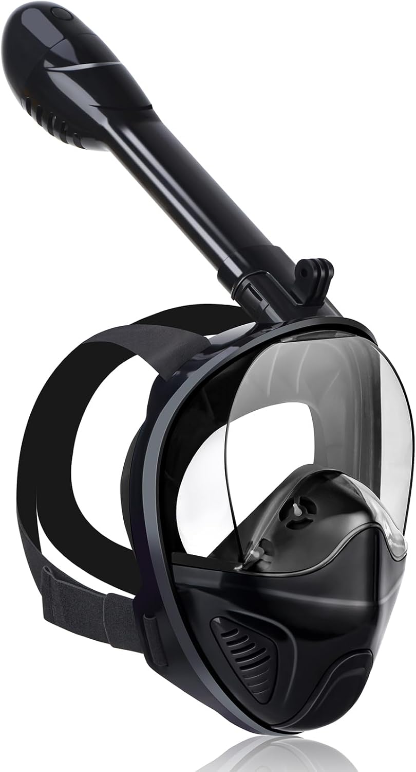 Snorkel Mask Full Face, Snorkeling Gear for Adults with Latest Safety Breathing System and Dry Top System, 180 Panoramic View Snorkeling Mask with