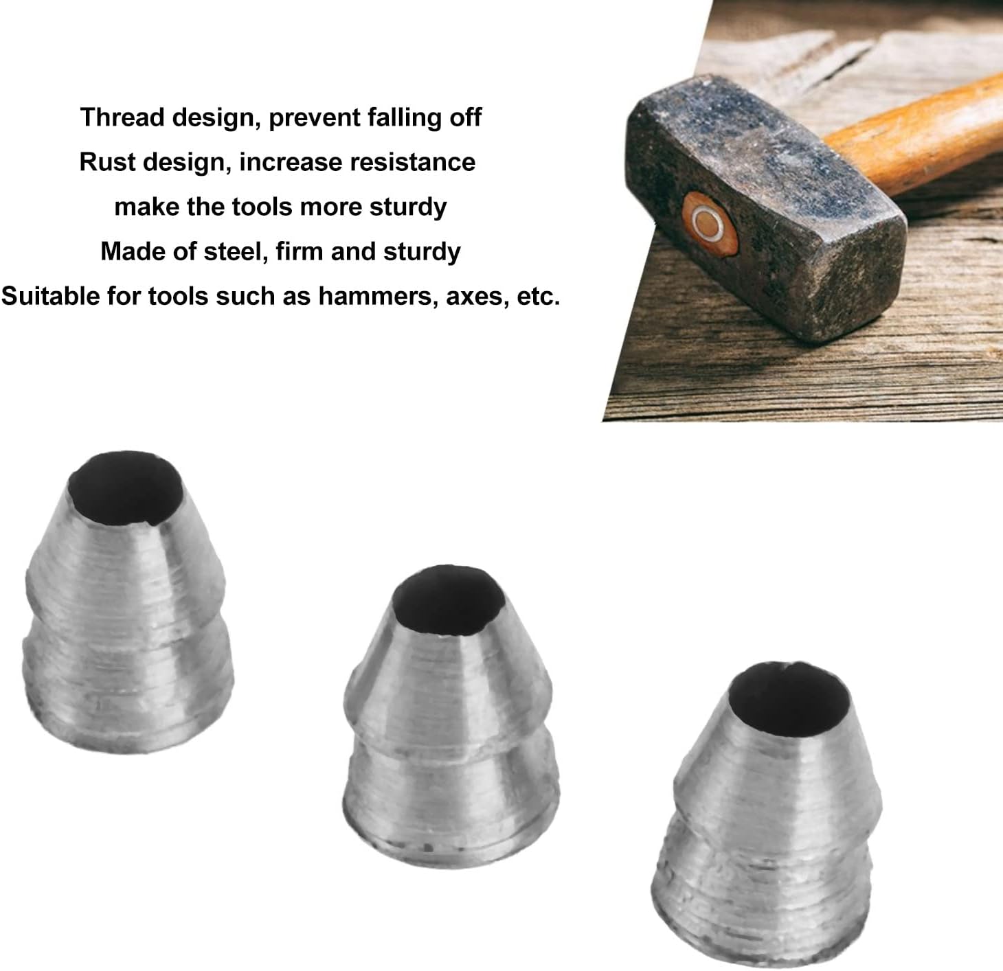 Cuñas de mango, 20 piezas de cuñas de mango redondo de súper seguridad, cuña redonda de acero para hacha, martillo de garra, trineo, kit de cuña