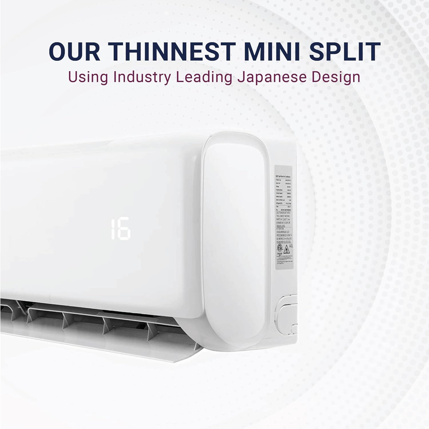 DELLA 18000 BTU Mini Split AC 21 SEER2 enfría hasta 1000 pies cuadrados, 208-230 V, aire acondicionado y calentador habilitado para WiFi con bomba