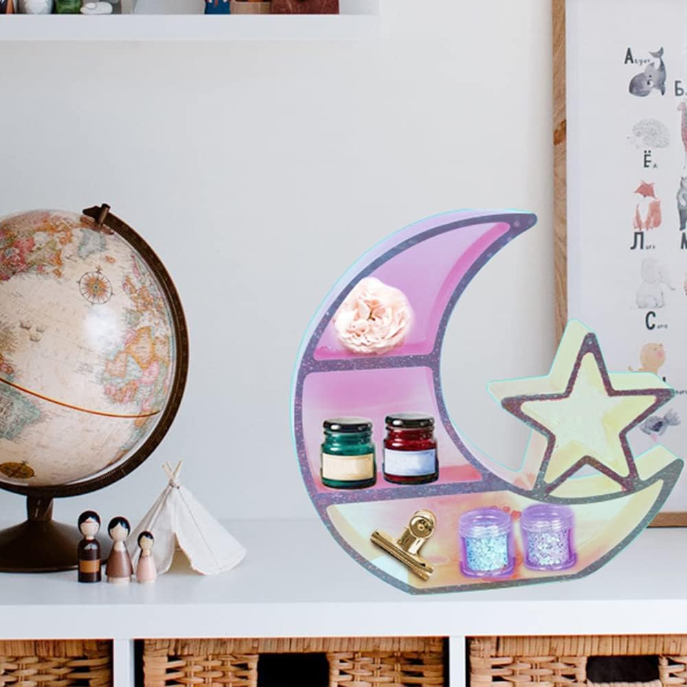 Molde de estante de luna y estrella, bandeja de soporte de exhibición de media luna, molde de fundición de epoxi, soporte de joyería de bricolaje,