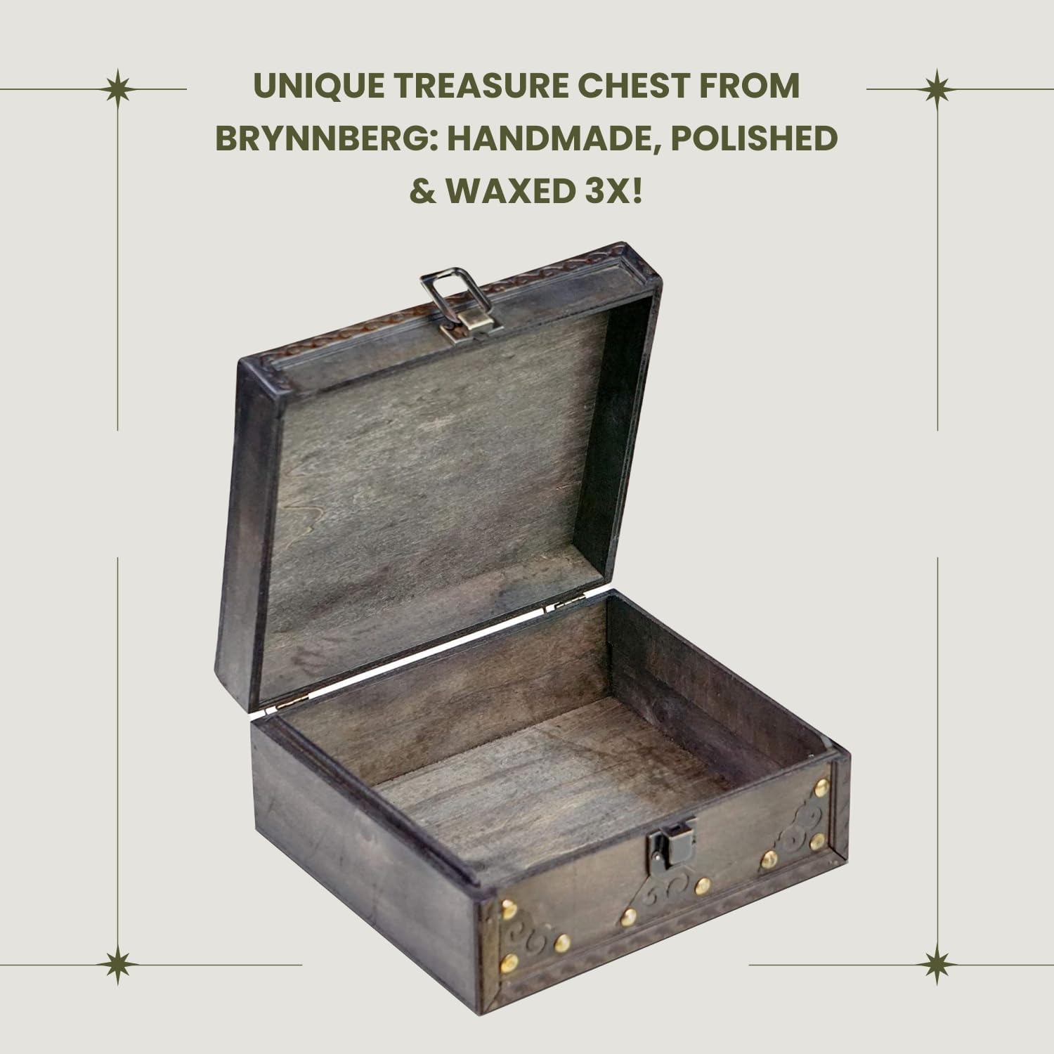 Caja de almacenamiento del cofre del tesoro pirata – Monje 7.9 x 7.1 x 3.5 – Cofre del tesoro de madera duradero con cerradura – Caja de
