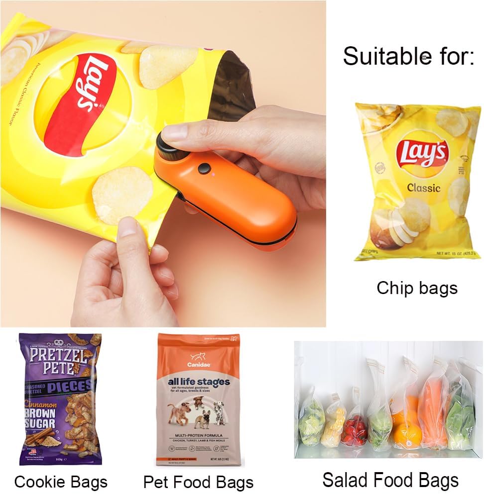 Mini sellador de bolsas, cargador USB, bolsas de papas fritas, tapadora de sellado térmico, resella, bolsa de plástico para aperitivos, sellado