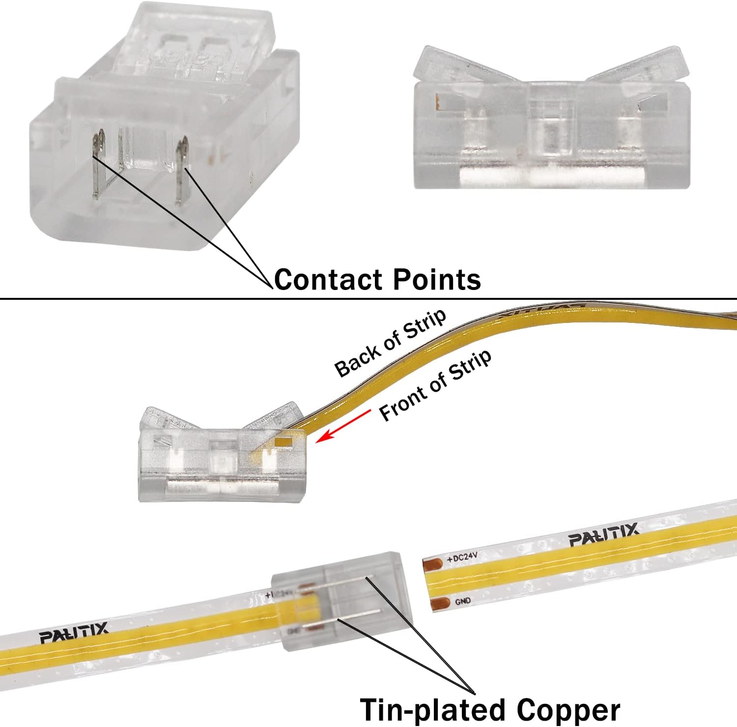 PAUTIX COB – Tira de luces LED de 3000 K, 24 pies regulables DC24V blanco cálido, kit de luces de cinta de alto lumen con control remoto RF y fuente