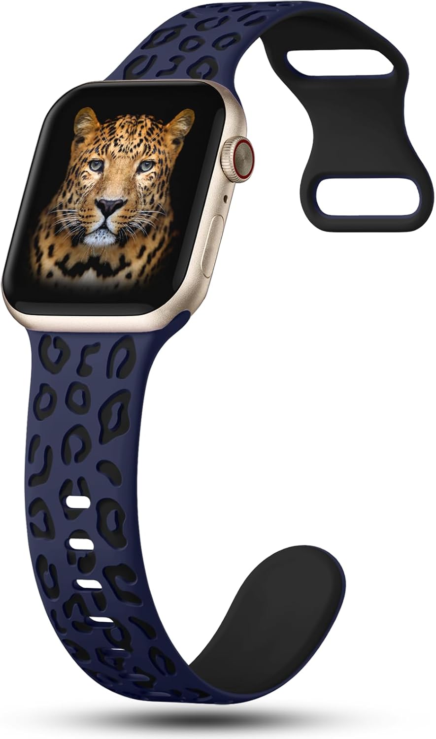 CreateGreat Correas de dos tonos grabadas de leopardo compatibles con Apple Watch Band de 1.61, 1.57, 1.49, 1.77, 1.73 y 1.65 pulgadas para mujer,
