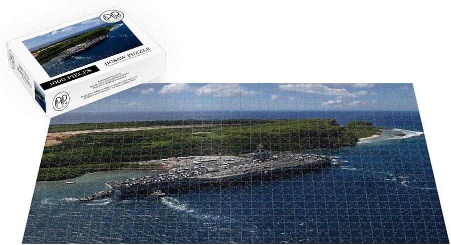 Puzzle Rabbit – Rompecabezas multicolor de 1000 piezas – Portaaviones USS Theodore Roosevelt (CVN 71) sale de la base naval de Guam