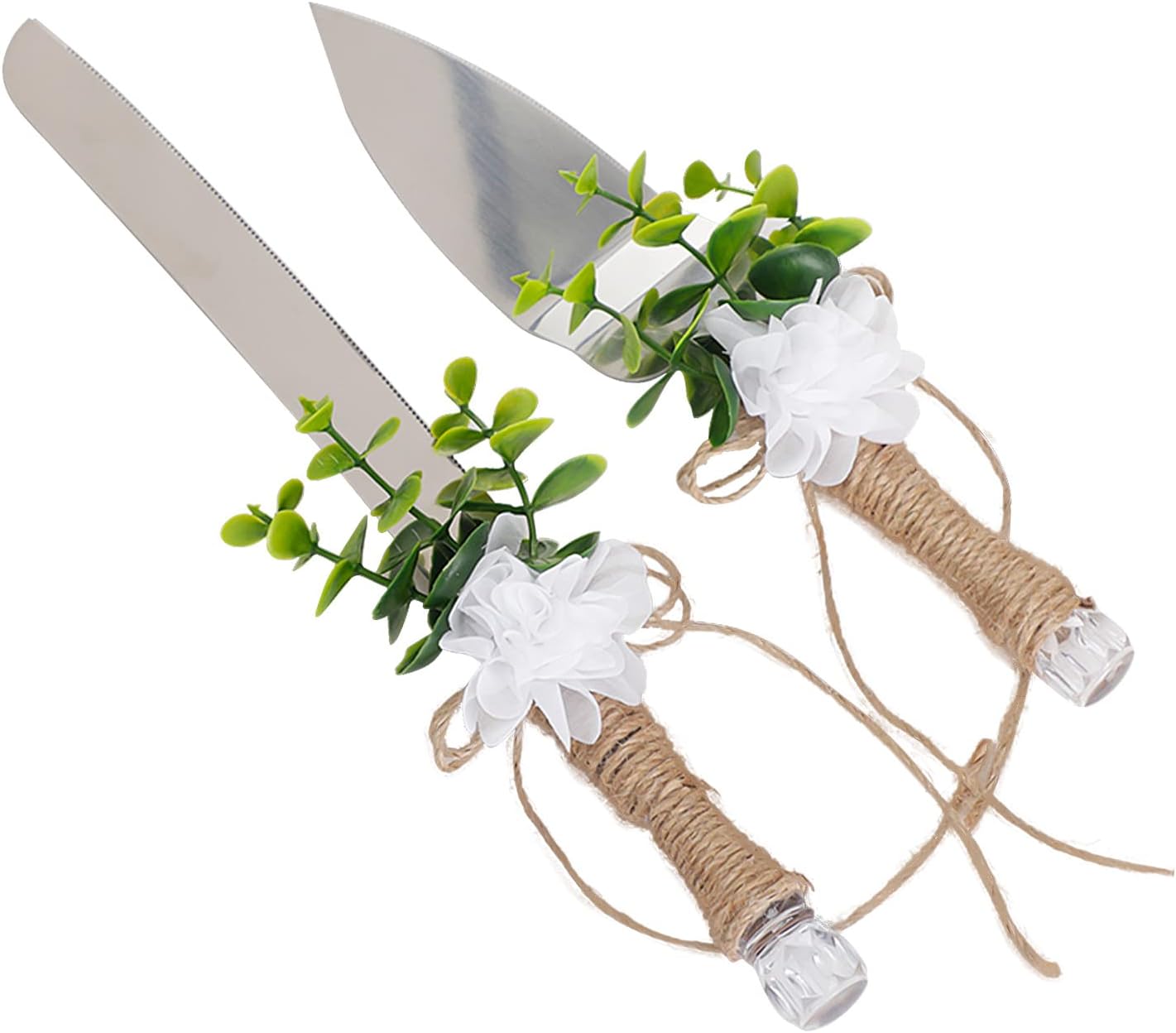 MSUIINT Juego de 2 cuchillos de corte de tartas para boda, cortador de tartas de Mr and Mrs de estilo rústico, de acero inoxidable, con mango con