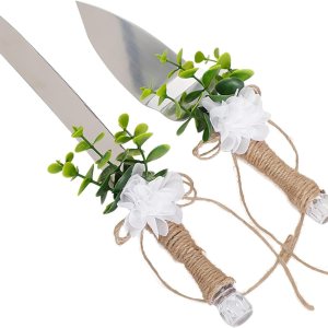 MSUIINT Juego de 2 cuchillos de corte de tartas para boda, cortador de tartas de Mr and Mrs de estilo rústico, de acero inoxidable, con mango con MSUIINT Juego de 2 cuchillos de corte de tartas para boda, cortador de tartas de Mr and Mrs de estilo rústico, de acero inoxidable, con mango con