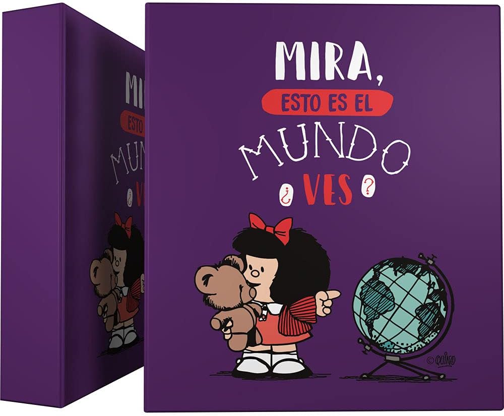 Mafalda 88172638 Mafalda World Collection – Carpeta de anillas A4, 4 anillos mixtos, 1.575 in, ojales en la parte posterior, colección Mafalda World