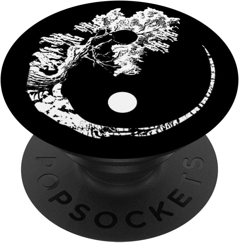 Bonsai Tree Print Zen Spirit Yin Yang – Soporte para teléfonos y tabletas, Negro
