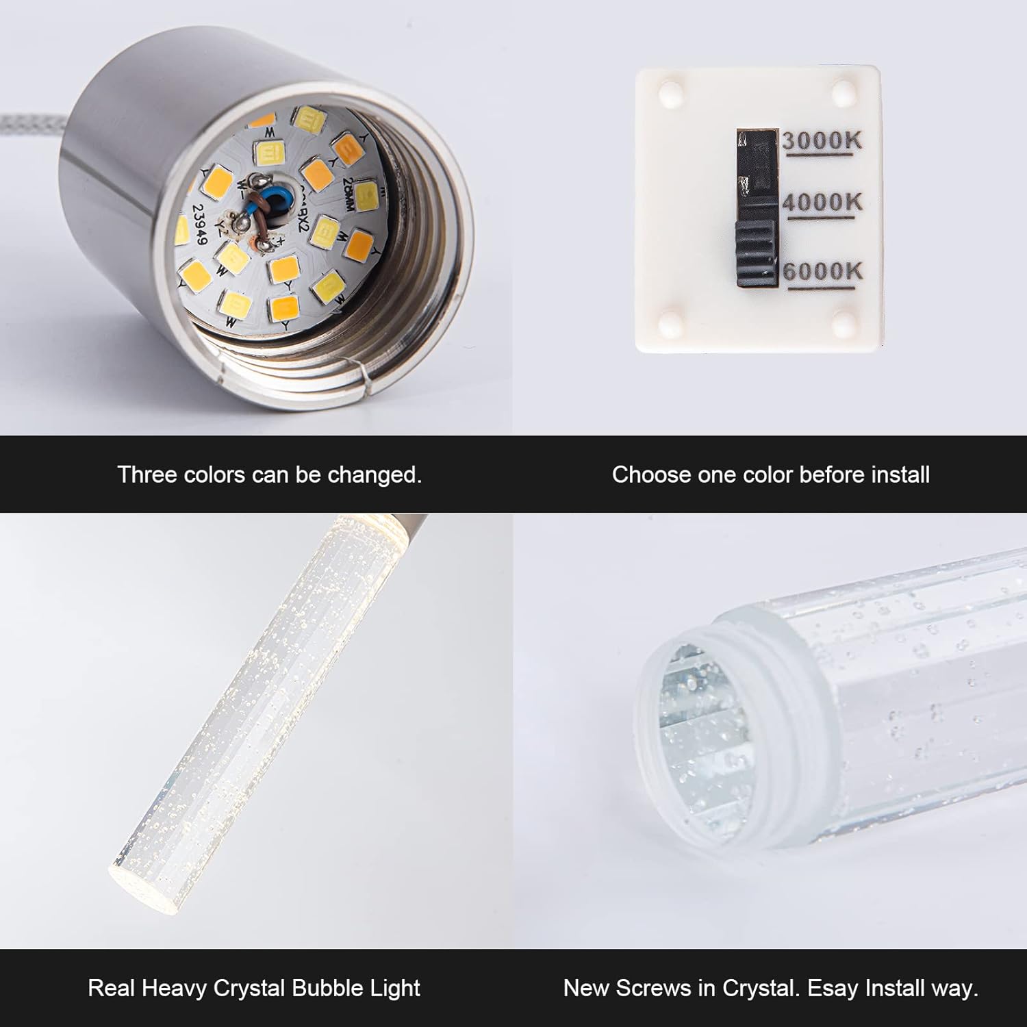 Iluminación colgante de 3 luces para isla de cocina, interruptor de dosel, luz colgante de color chaneagle, 3000K, 4000K, 6000K, iluminación
