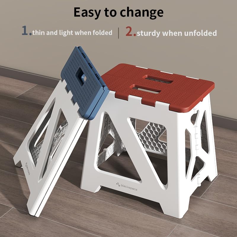 Taburete plegable de 9 pulgadas para niños o adultos, capacidad de 300 libras, antideslizante, compacto, de plástico, plegable, con asa, portátil,