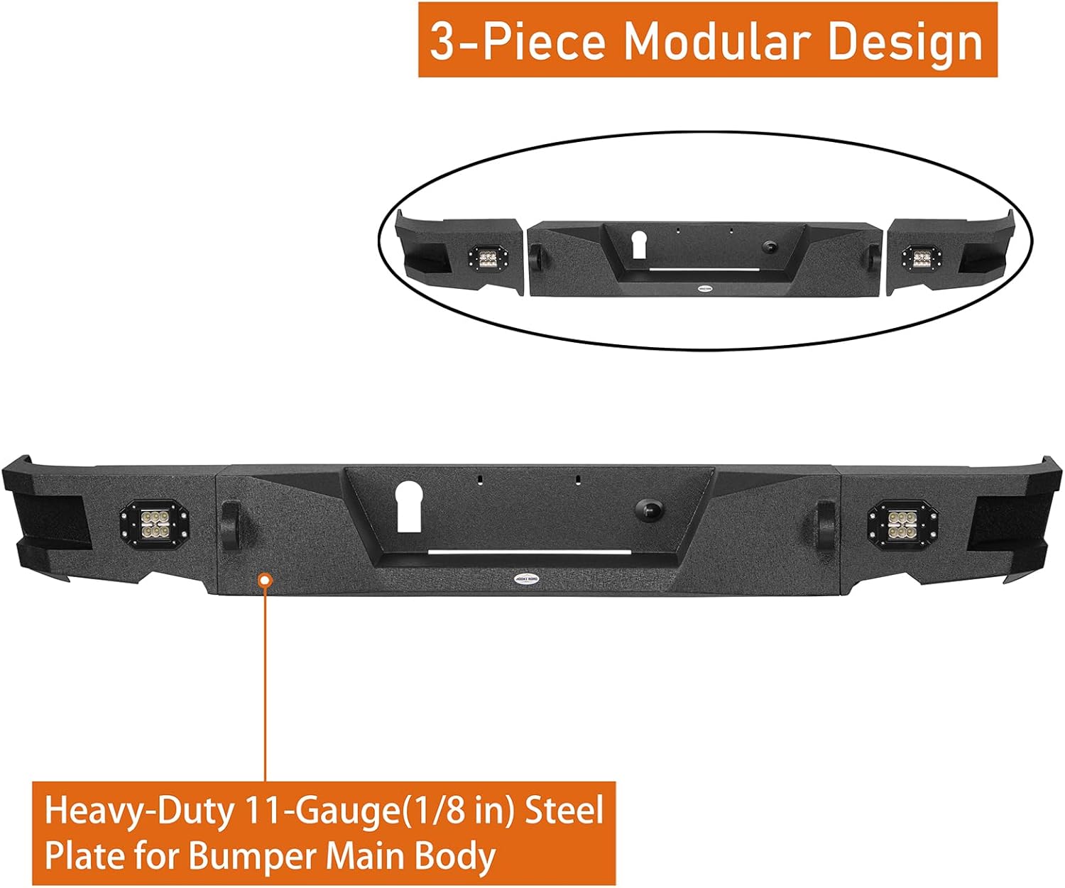 Hooke Road Ram 1500 – Parachoques trasero con luces LED para camioneta Dodge Ram 1500 2009-2018 (incluye clásico 2019-2023), acero resistente
