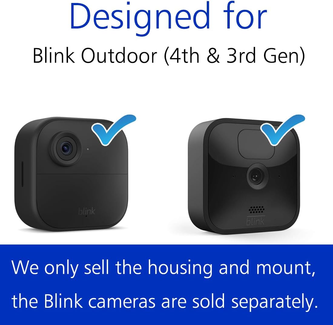 Soporte de pared Blink Outdoor para 4 cámaras, carcasa protectora resistente a la intemperie y montaje ajustable de 360 con soporte Blink Sync