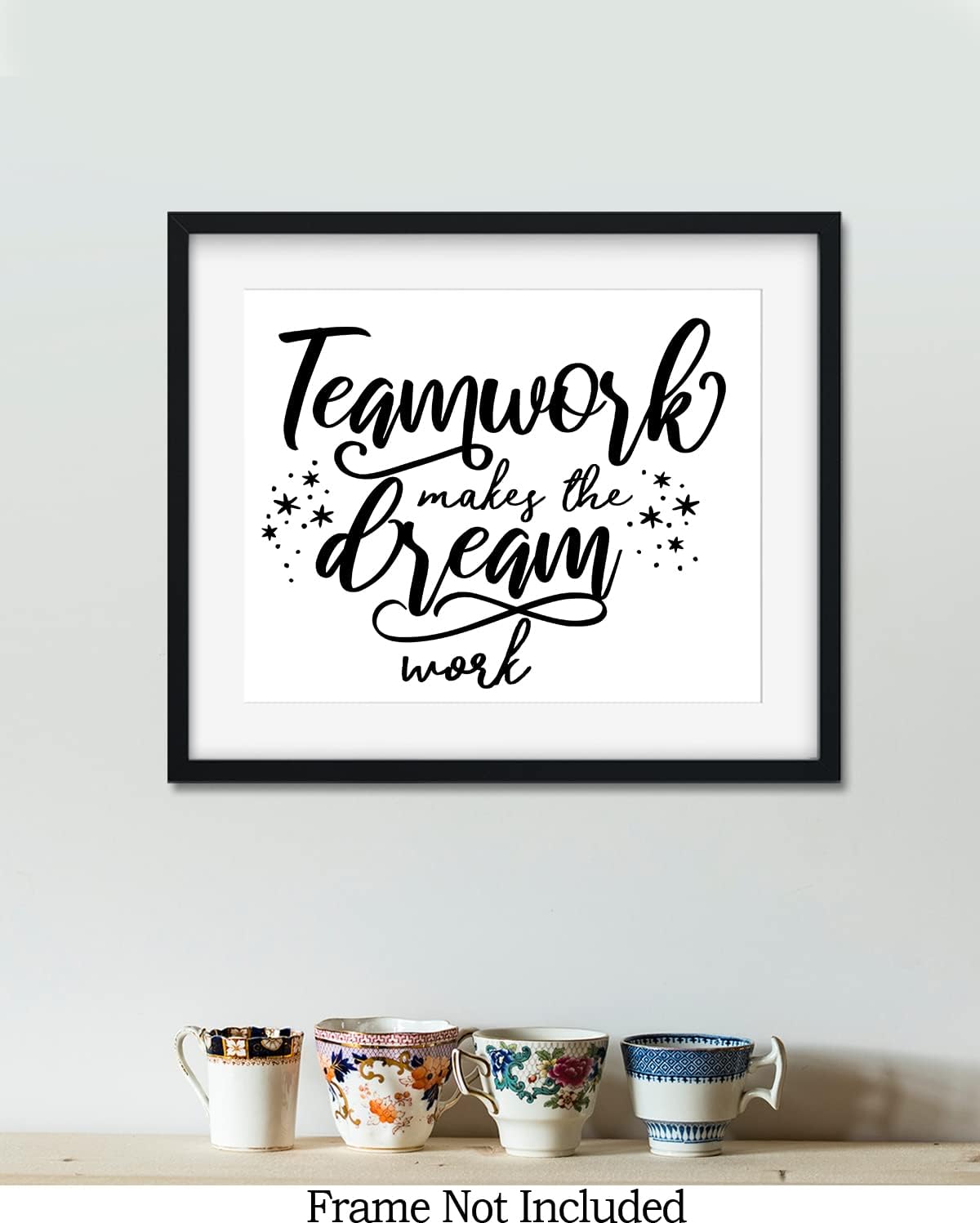 Govivo Teamwork Makes The Dream Work – Impresión artística de pared con cita motivacional, impresión de decoración de pared, póster o lienzo para