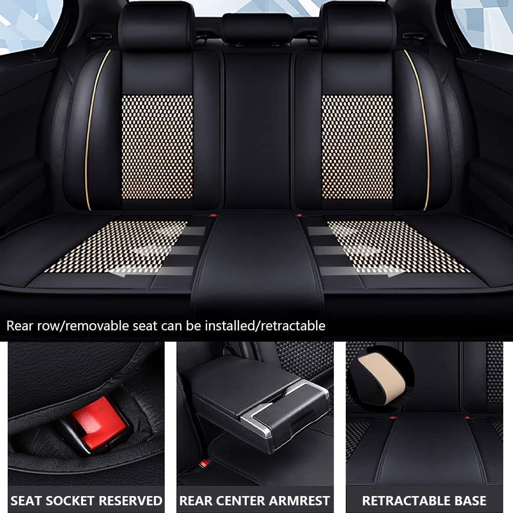 Funda de asiento de coche delantero y trasero para Cadillac Escalade 2002-2023, compatible con bolsa de aire y fácil de instalar (juego