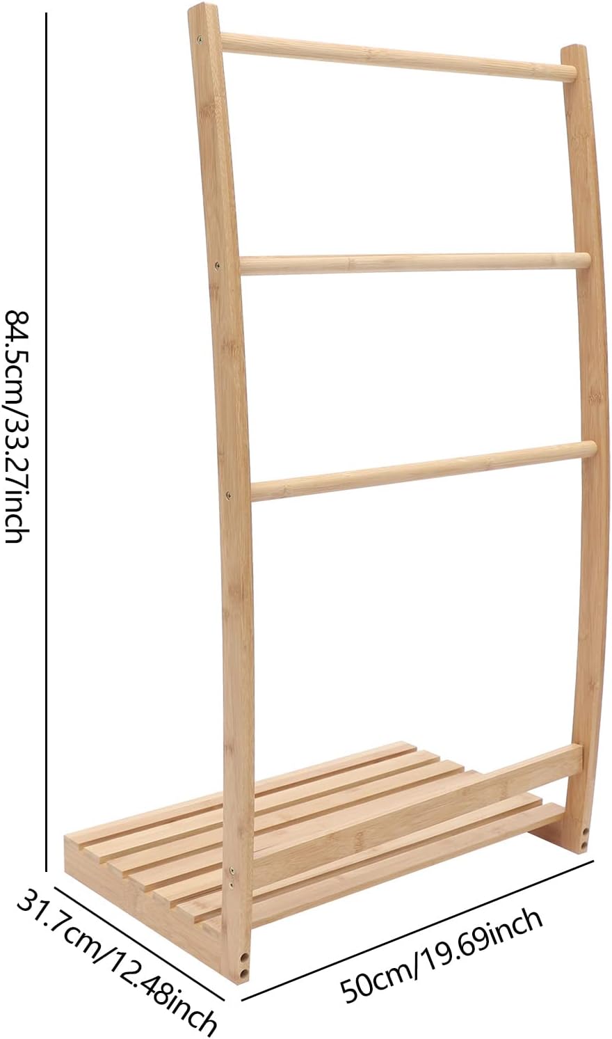 Toallero de bambú, 3 capas de perchas de ropa para el hogar, toallero independiente para suelo de baño, sostiene toallas de baño y toallas de mano,