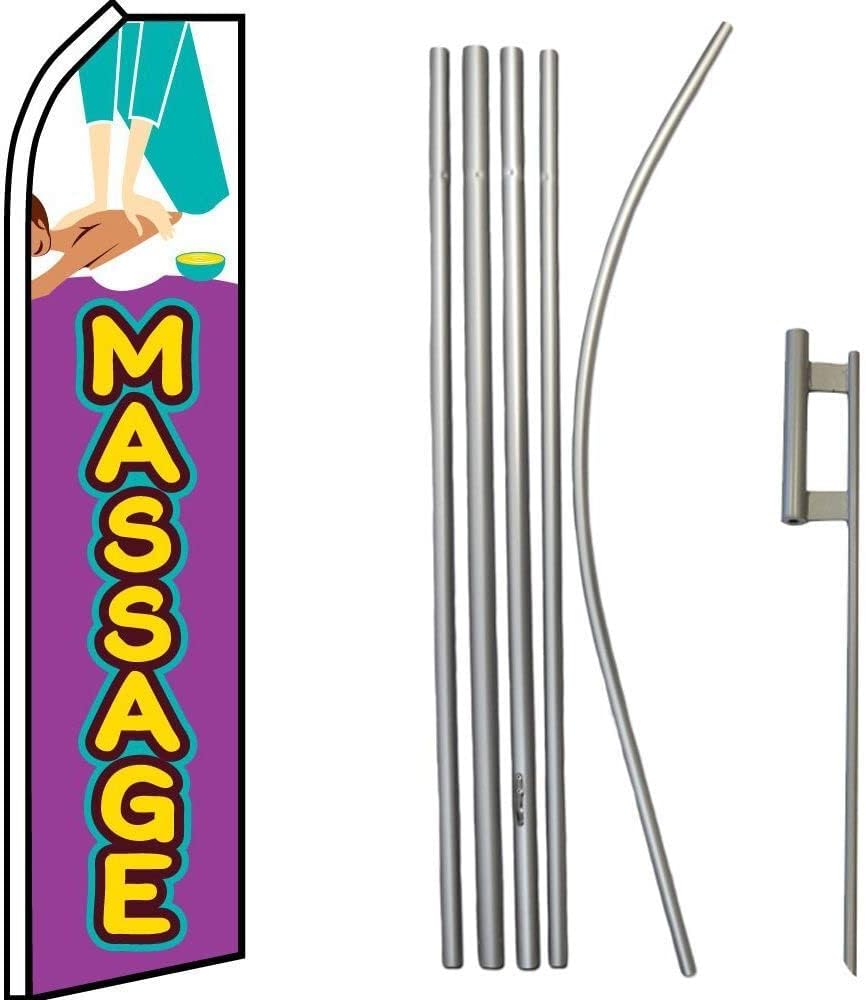 Premium Massage PurpleSwooper Flag & 16ft Flagpole KitGround