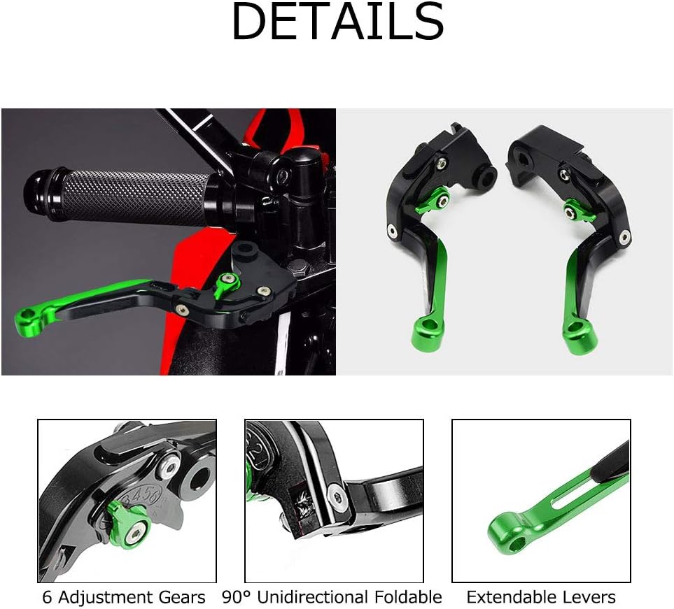 Juego de palancas de freno y embrague plegable extensible CNC para ZX10R 2006-2015 Negro