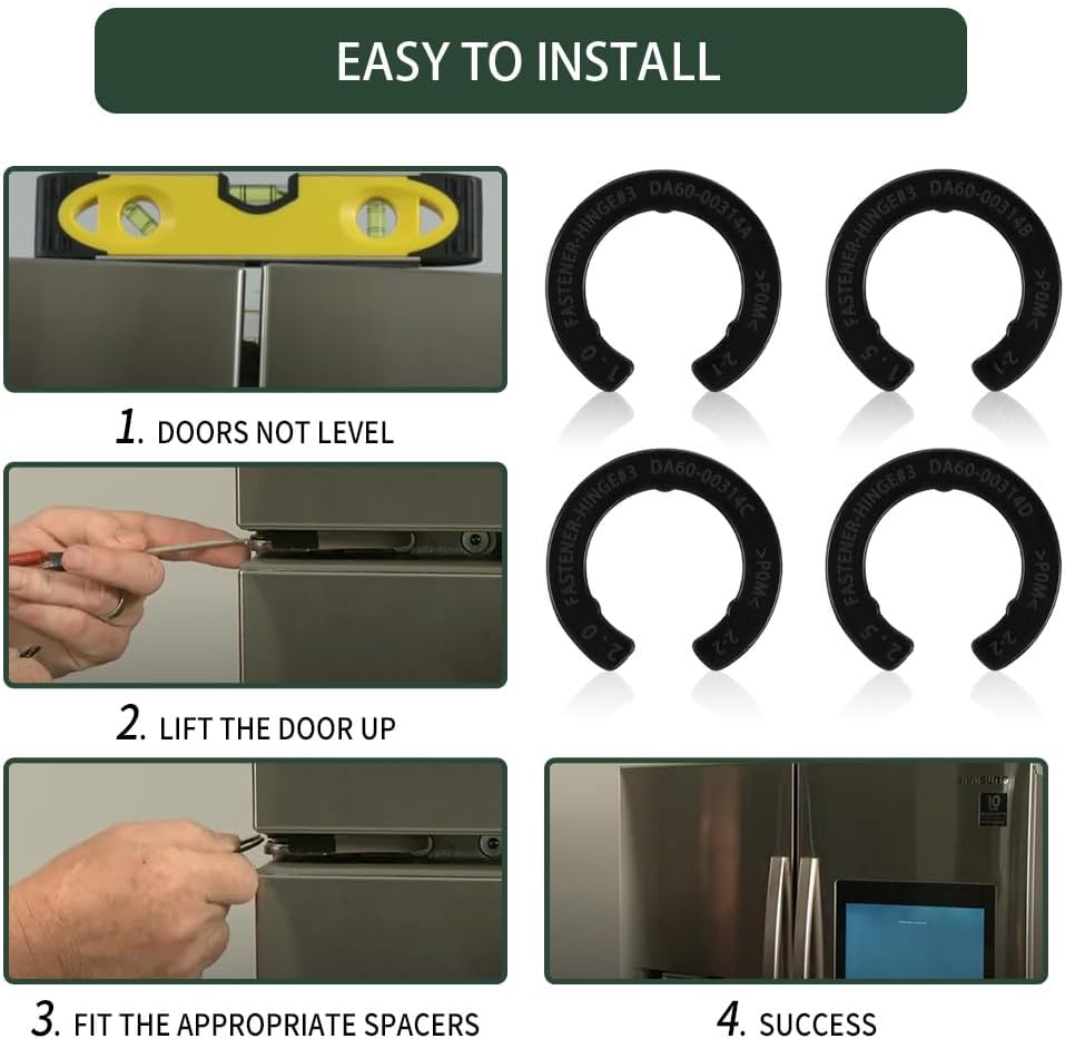 DA99-04158A Kit de cuña de bisagra para puerta de refrigerador, accesorio de montaje para refrigeradores Samsung, reemplaza a DA60-00314C, con 4