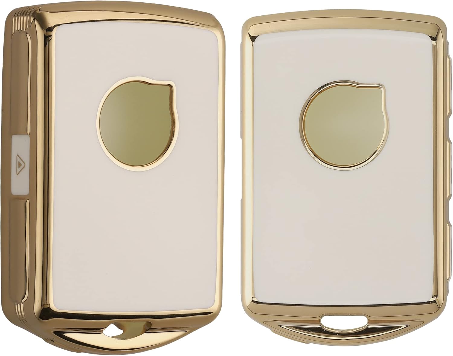 kwmobile Funda para llave compatible con Volvo 4-Tasten Autoschlüssel Go Keyless Go – Funda protectora para llave de coche, color blanco y dorado