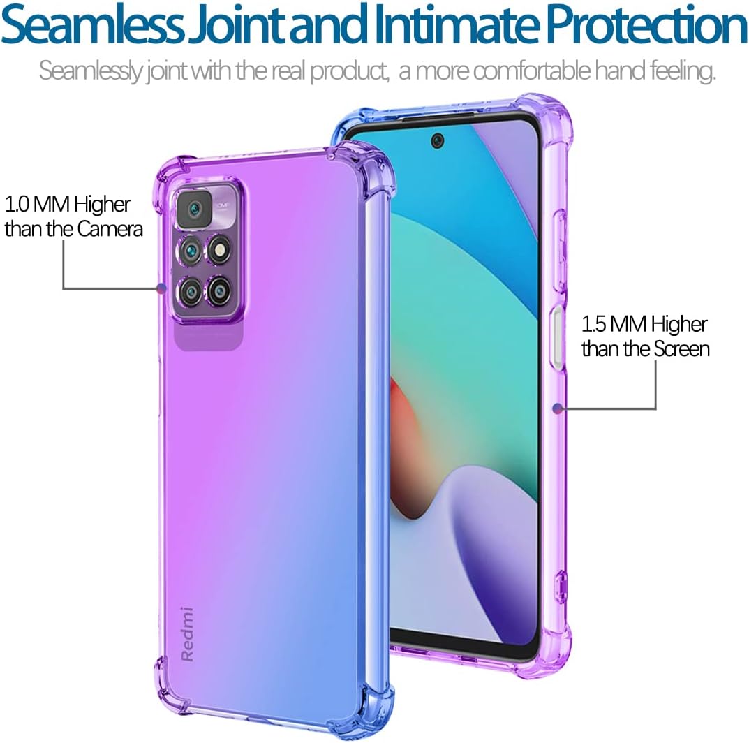 Funda para Xiaomi Redmi 10 Redmi 10 Prime Redmi 10 2022, funda transparente degradada delgada antiarañazos TPU a prueba de golpes Funda protectora