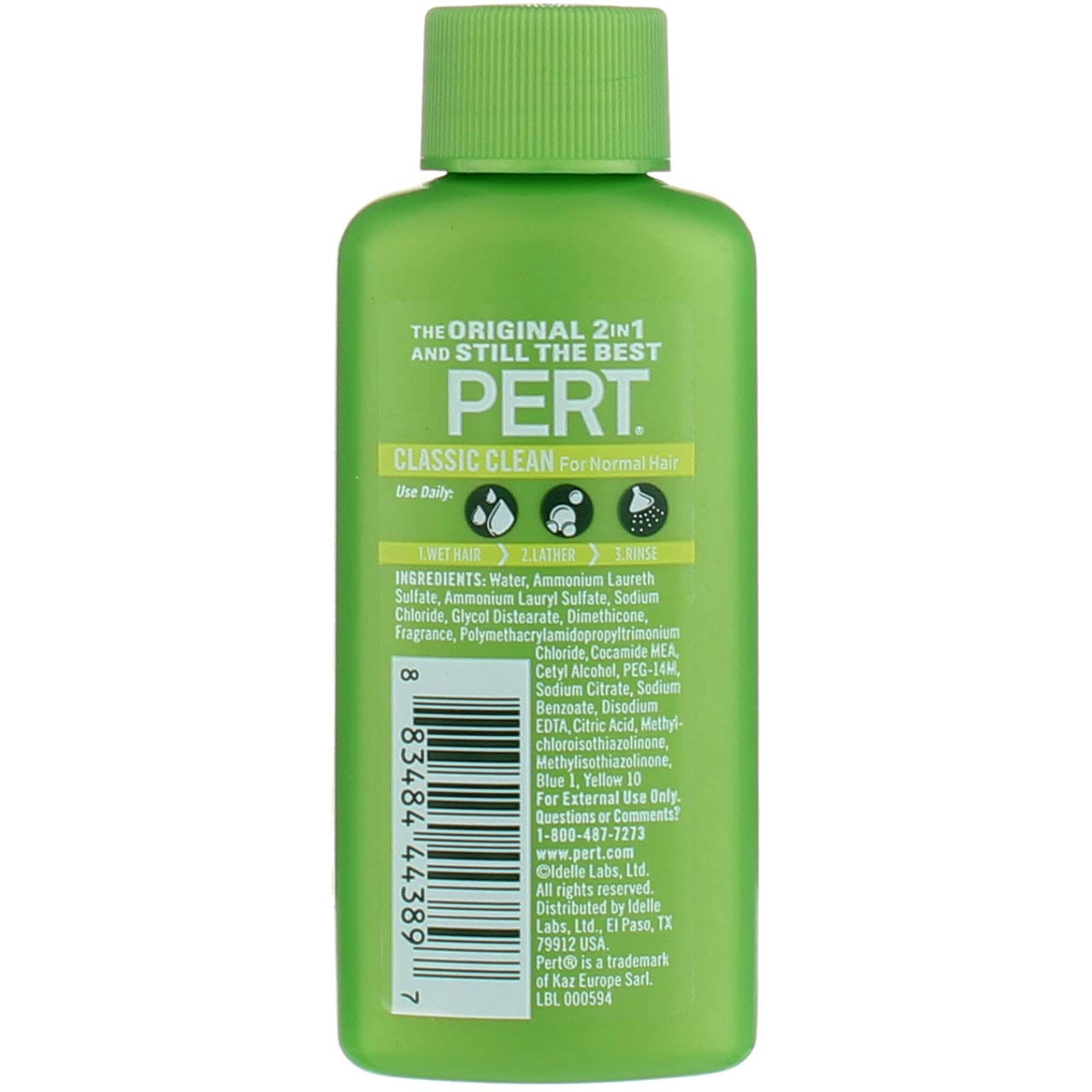Pert Plus Champú y acondicionador 2 en 1, Classic Clean 1.70 oz (paquete de 6)