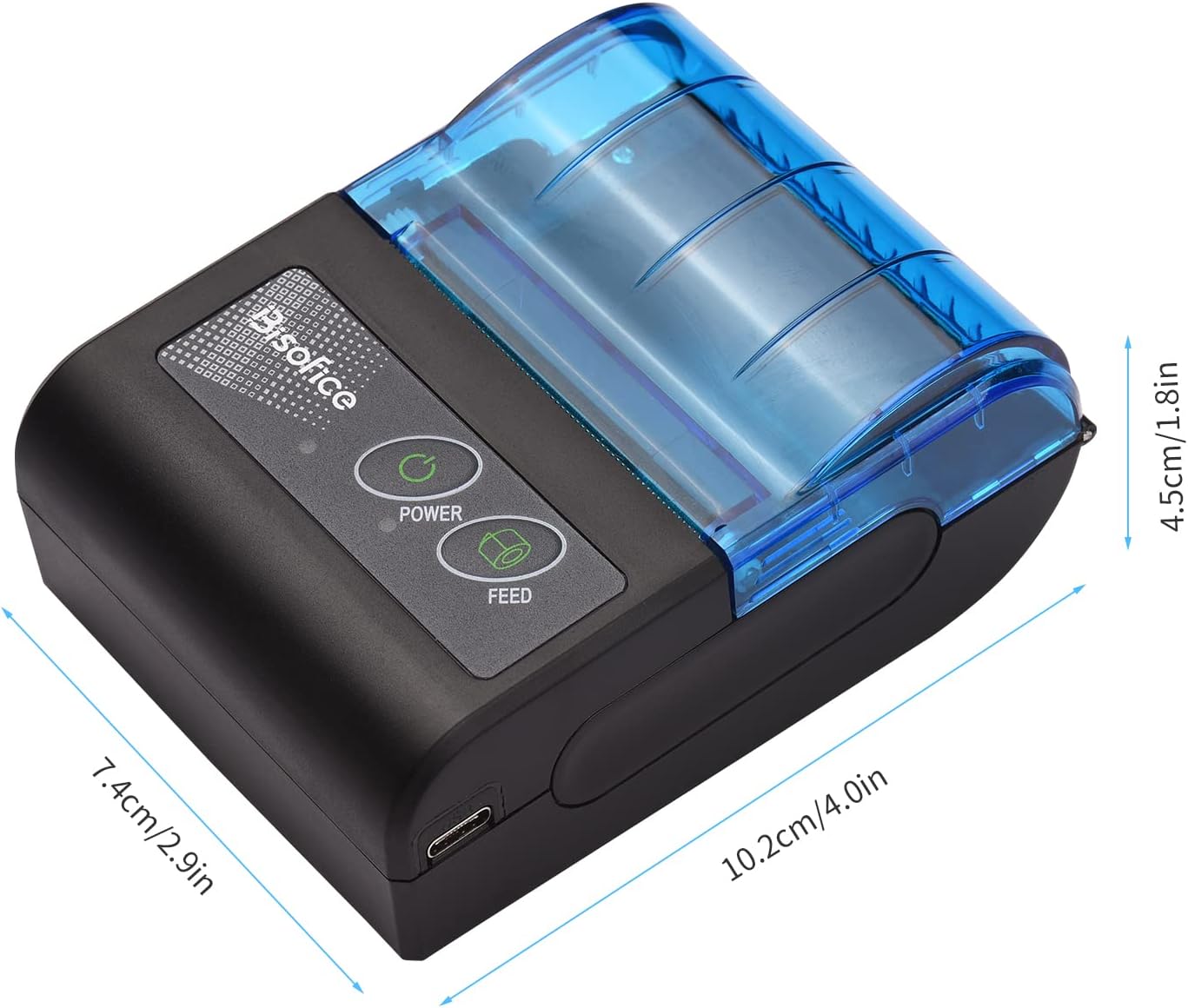 Mini impresora térmica portátil, impresora térmica de recibos de 2 pulgadas, impresora inalámbrica de boletos de recibos USB con papel de impresión