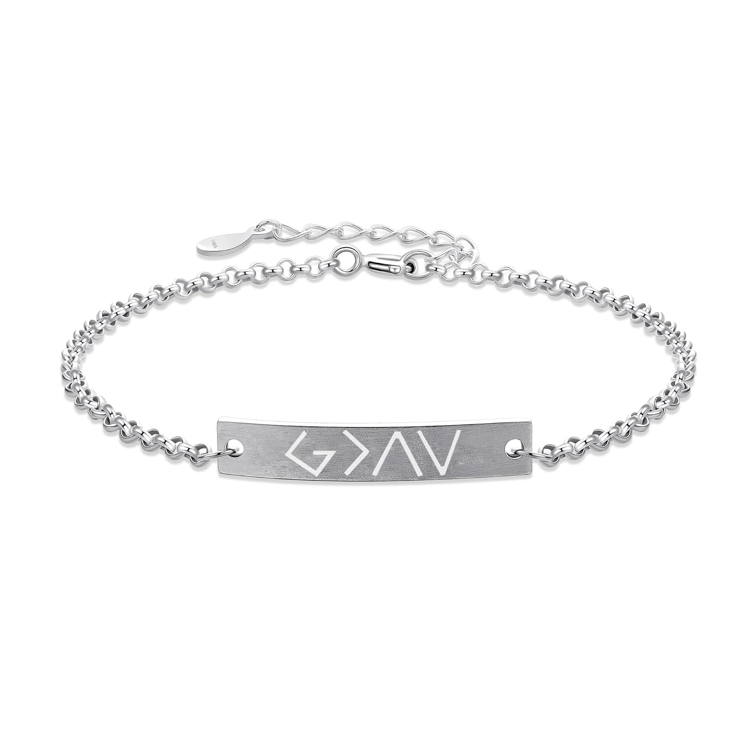 God is Greater Than The Highs and Lows Bracelet for Women, Bible Verse Bracelets, 925 Sterling Silver Bracelets for Women, Little Words Project