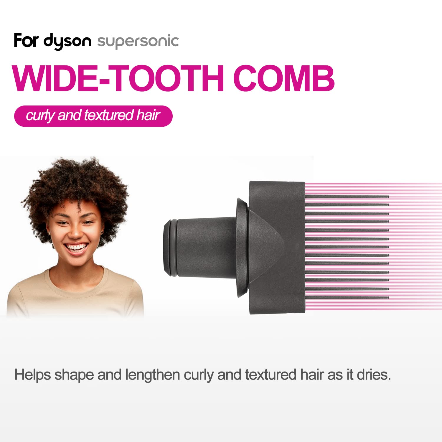 Secador de pelo con boquilla de peine de dientes anchos para Dyson Supersonic Secador de pelo Hd01 Hd02 Hd03 Hd04 Hd08 (peine de dientes anchos)